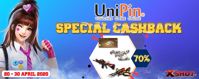 #Mabardirumah – top up XSHOT #PakeUniPin cashback 70%.